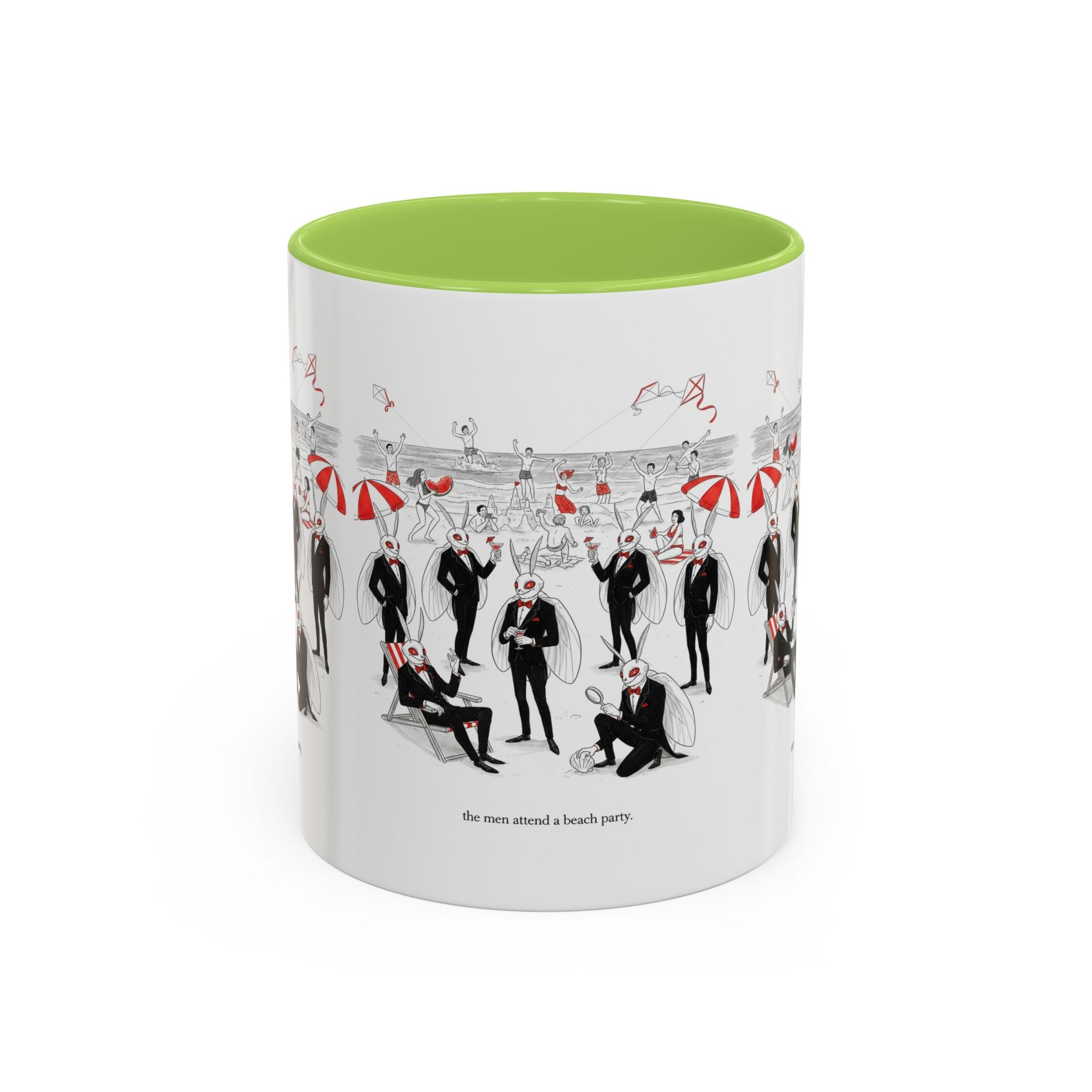 Vintage Beach Party Accent Coffee Mug — 'The Men Attended a Beach Party' Design (11/15 oz)