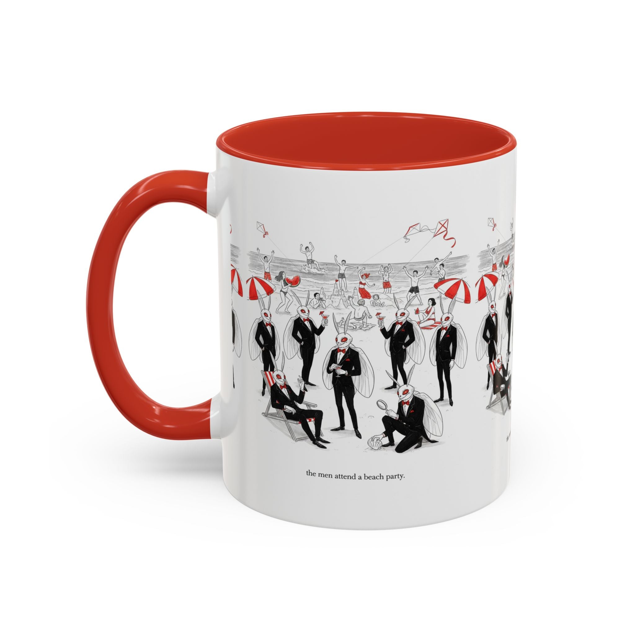 Vintage Beach Party Accent Coffee Mug — 'The Men Attended a Beach Party' Design (11/15 oz)