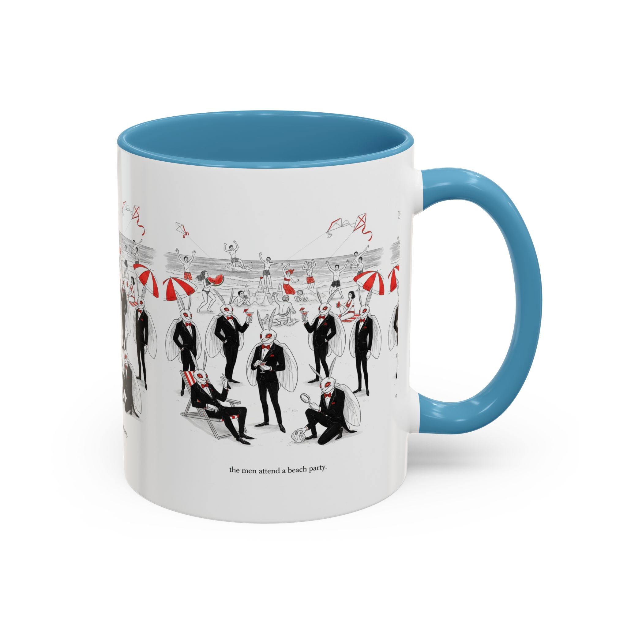 Vintage Beach Party Accent Coffee Mug — 'The Men Attended a Beach Party' Design (11/15 oz)