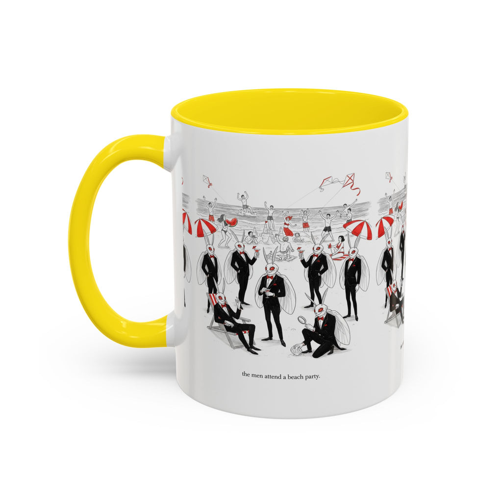 Vintage Beach Party Accent Coffee Mug — 'The Men Attended a Beach Party' Design (11/15 oz)