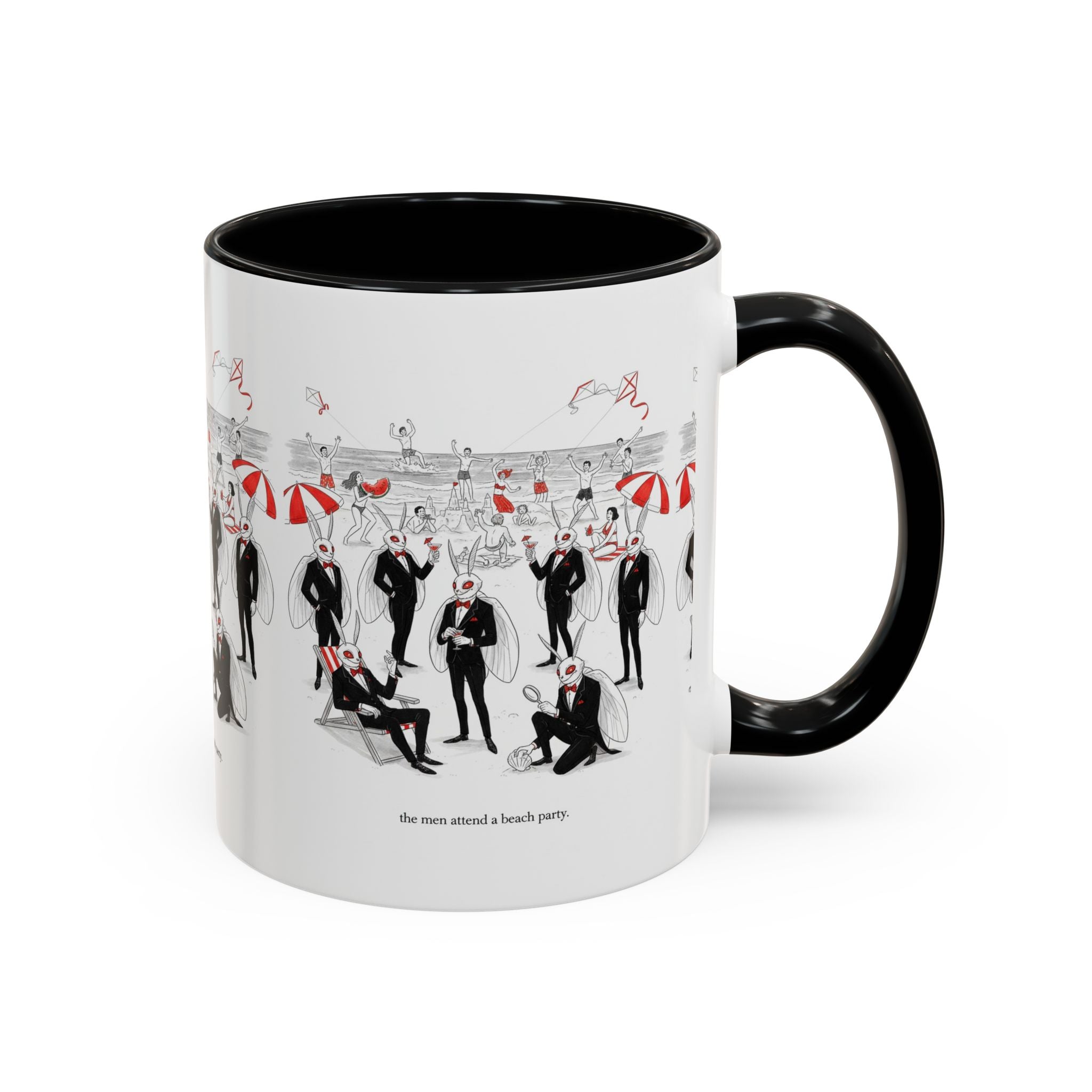 Vintage Beach Party Accent Coffee Mug — 'The Men Attended a Beach Party' Design (11/15 oz)