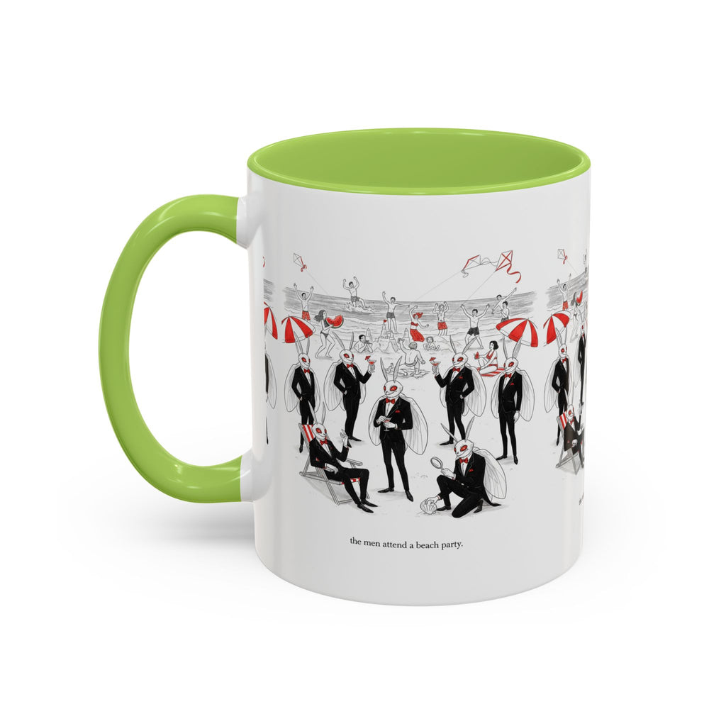 Vintage Beach Party Accent Coffee Mug — 'The Men Attended a Beach Party' Design (11/15 oz)