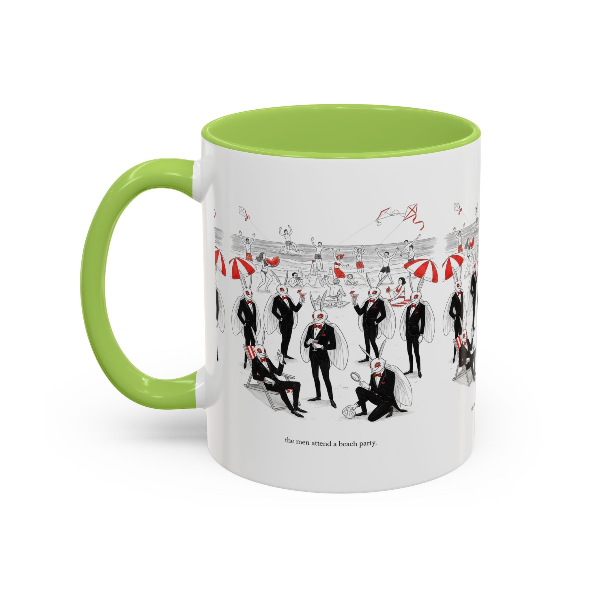Vintage Beach Party Accent Coffee Mug — 'The Men Attended a Beach Party' Design (11/15 oz)