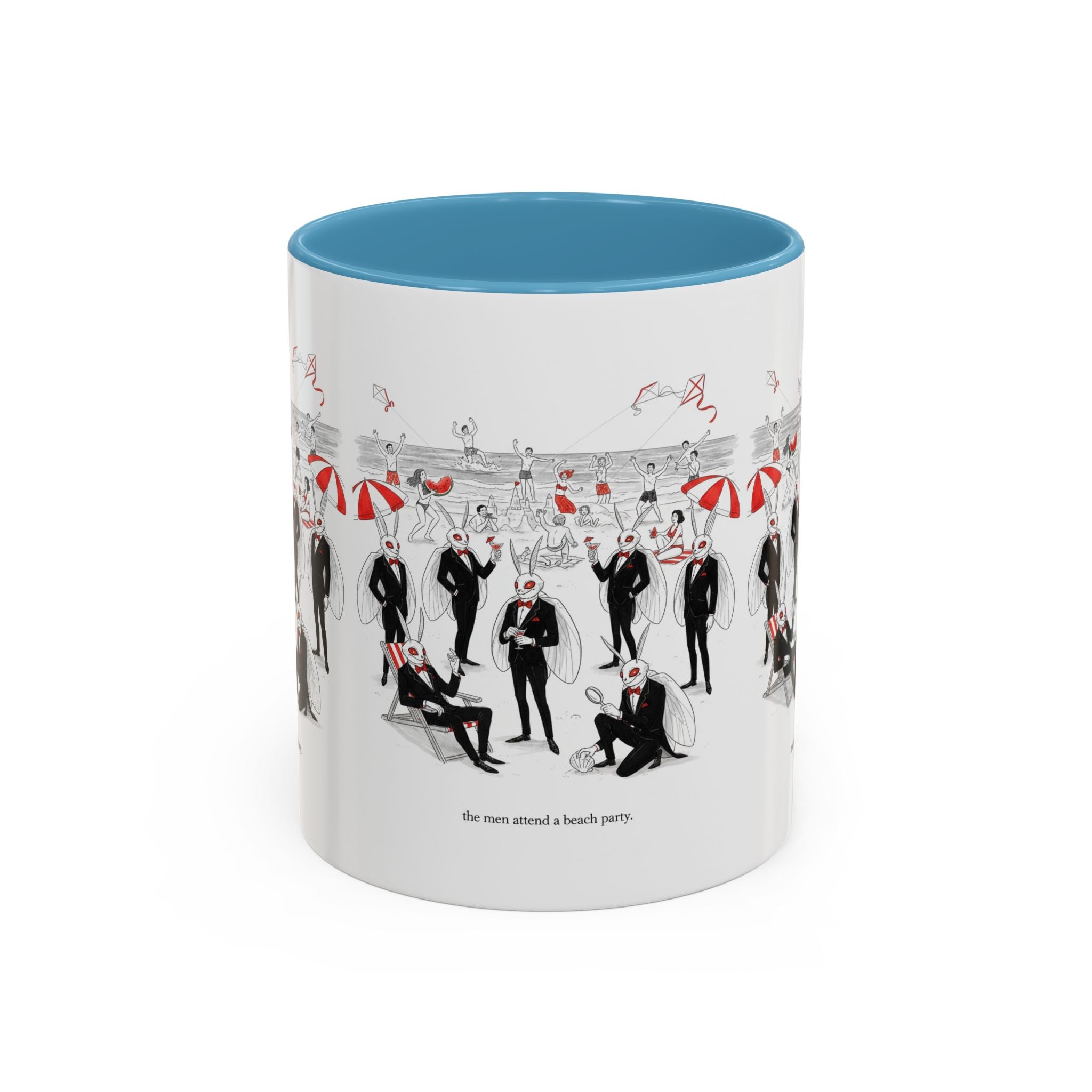 Vintage Beach Party Accent Coffee Mug — 'The Men Attended a Beach Party' Design (11/15 oz)