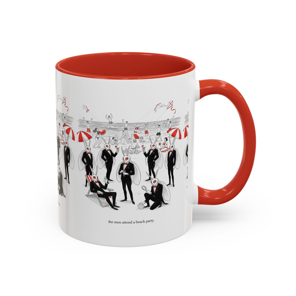Vintage Beach Party Accent Coffee Mug — 'The Men Attended a Beach Party' Design (11/15 oz)