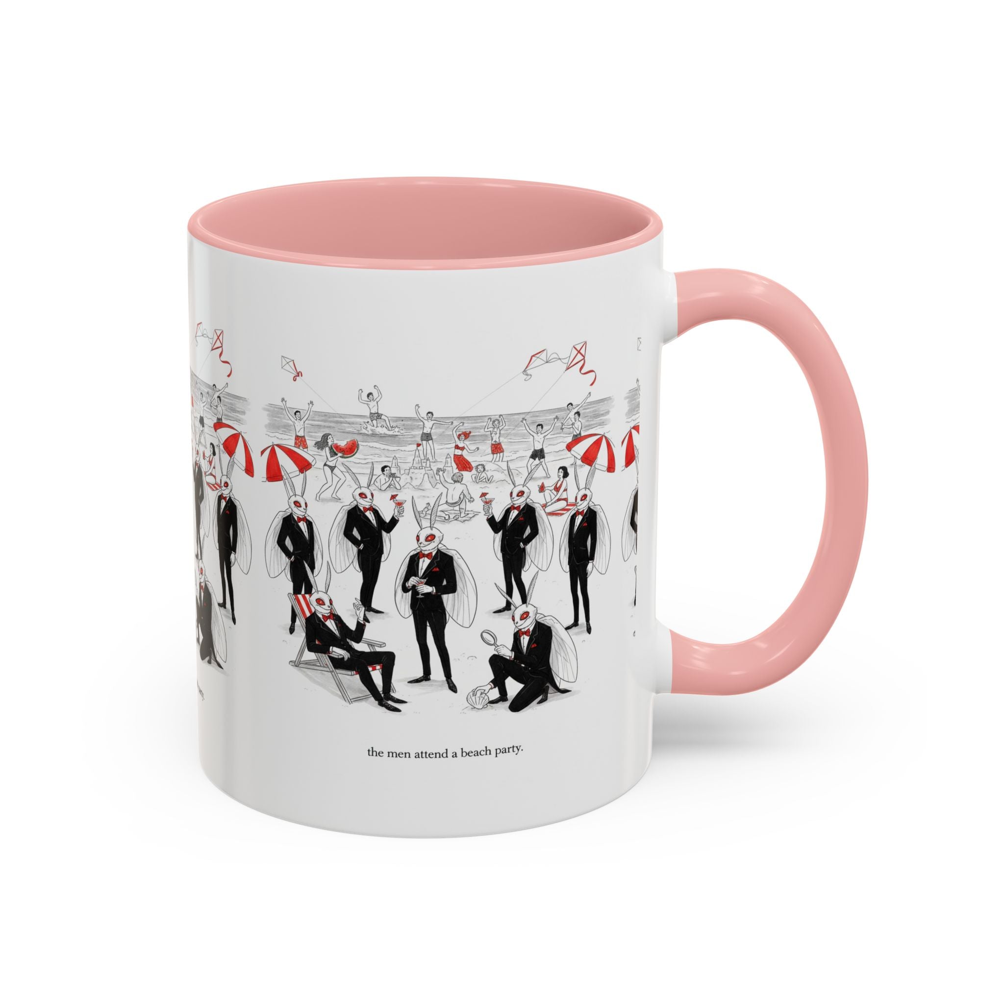 Vintage Beach Party Accent Coffee Mug — 'The Men Attended a Beach Party' Design (11/15 oz)
