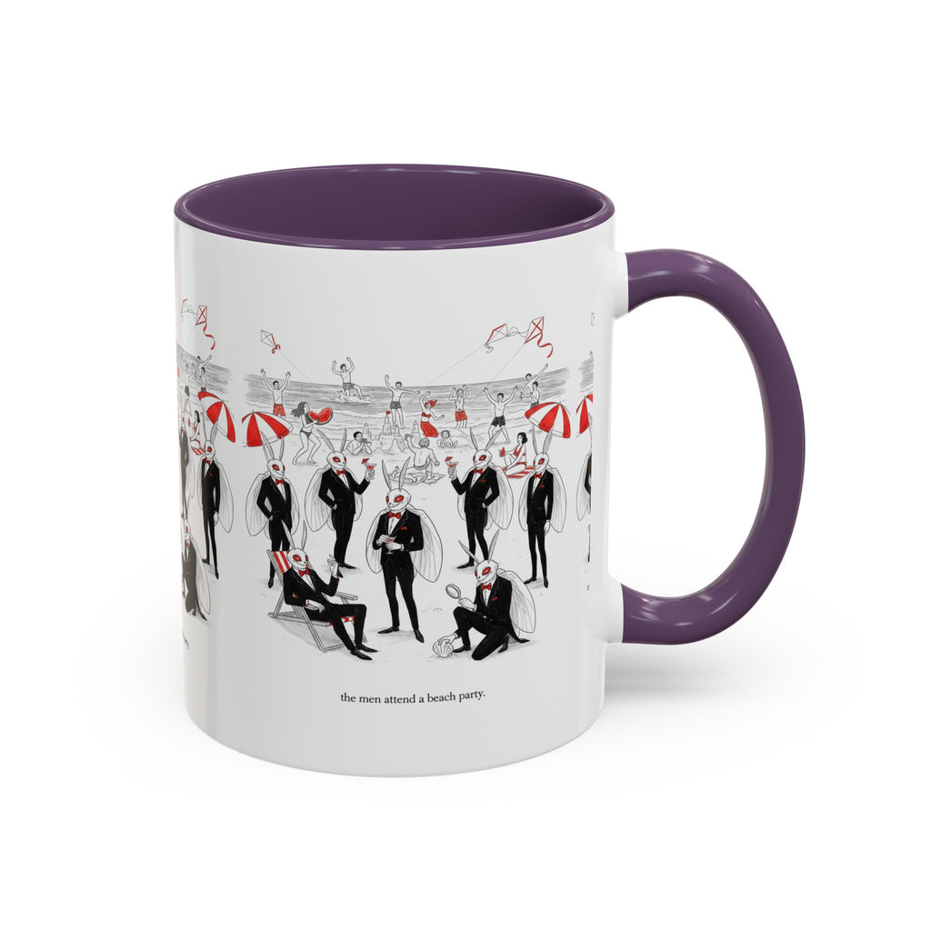 Vintage Beach Party Accent Coffee Mug — 'The Men Attended a Beach Party' Design (11/15 oz)