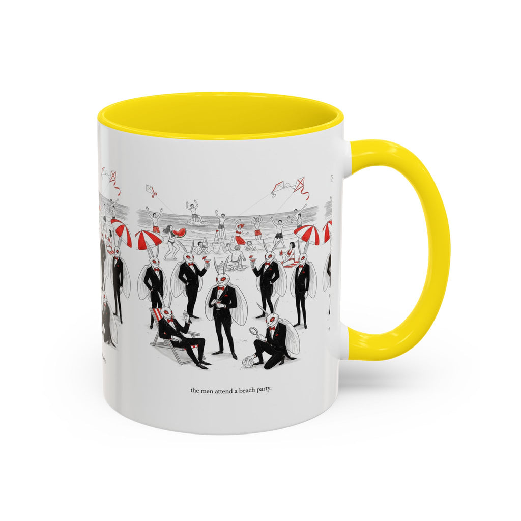 Vintage Beach Party Accent Coffee Mug — 'The Men Attended a Beach Party' Design (11/15 oz)