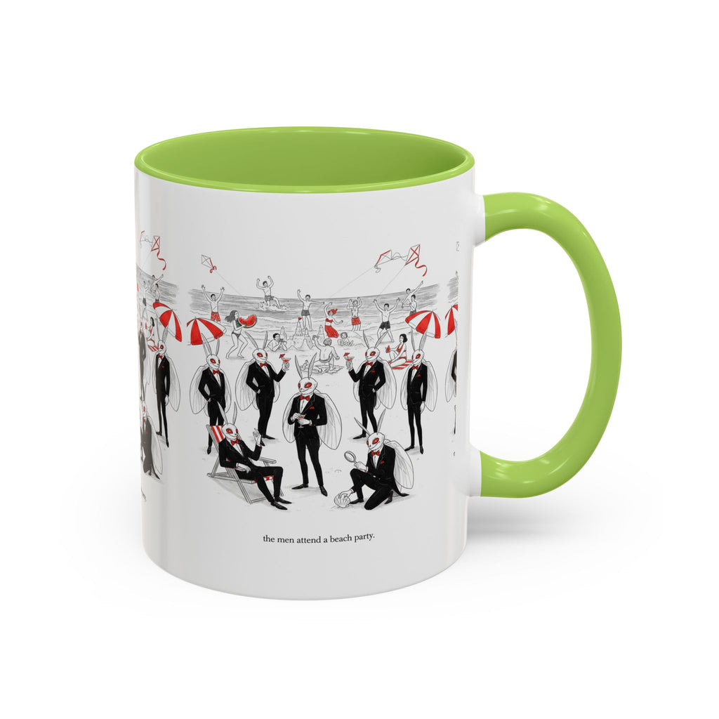 Vintage Beach Party Accent Coffee Mug — 'The Men Attended a Beach Party' Design (11/15 oz)