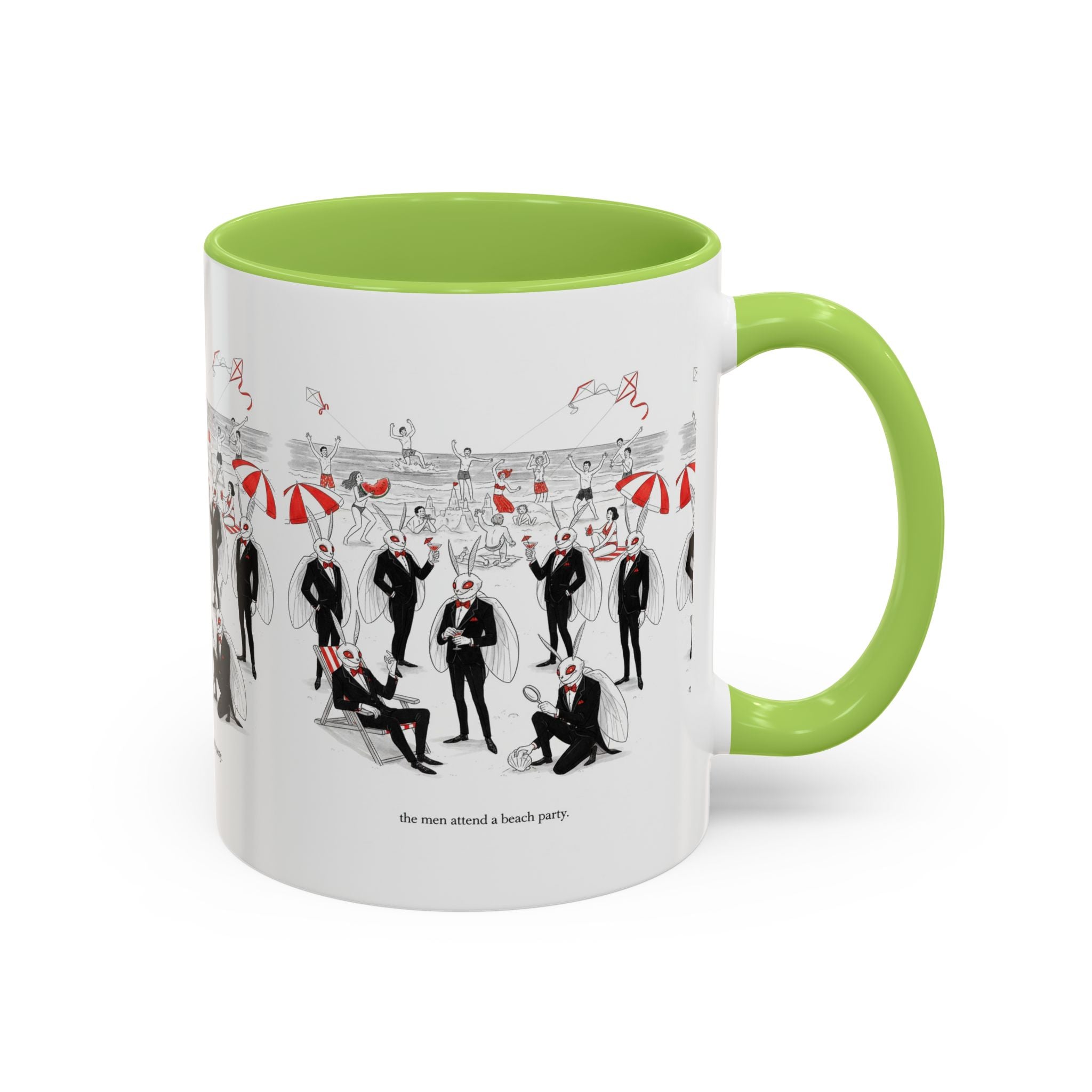 Vintage Beach Party Accent Coffee Mug — 'The Men Attended a Beach Party' Design (11/15 oz)
