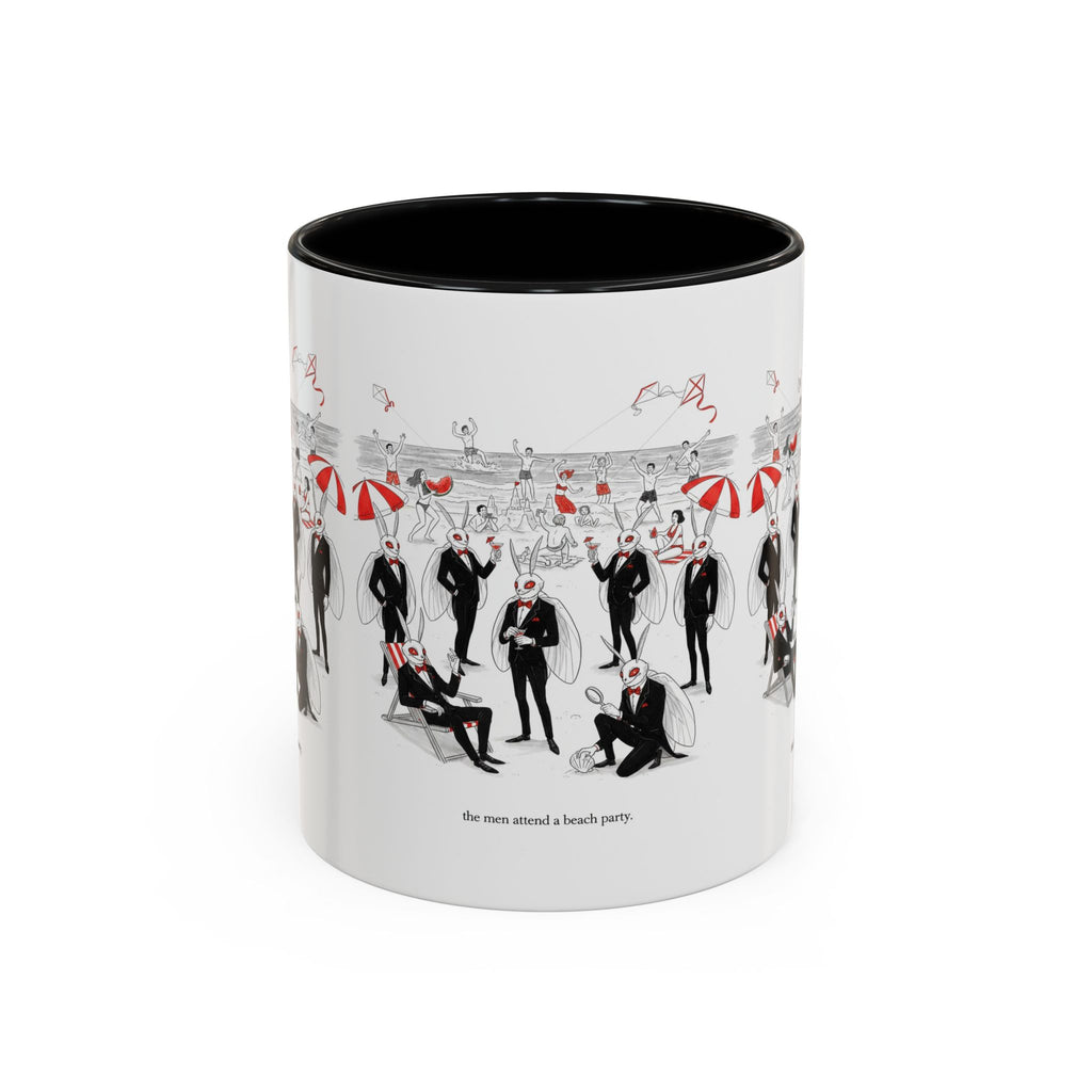 Vintage Beach Party Accent Coffee Mug — 'The Men Attended a Beach Party' Design (11/15 oz)