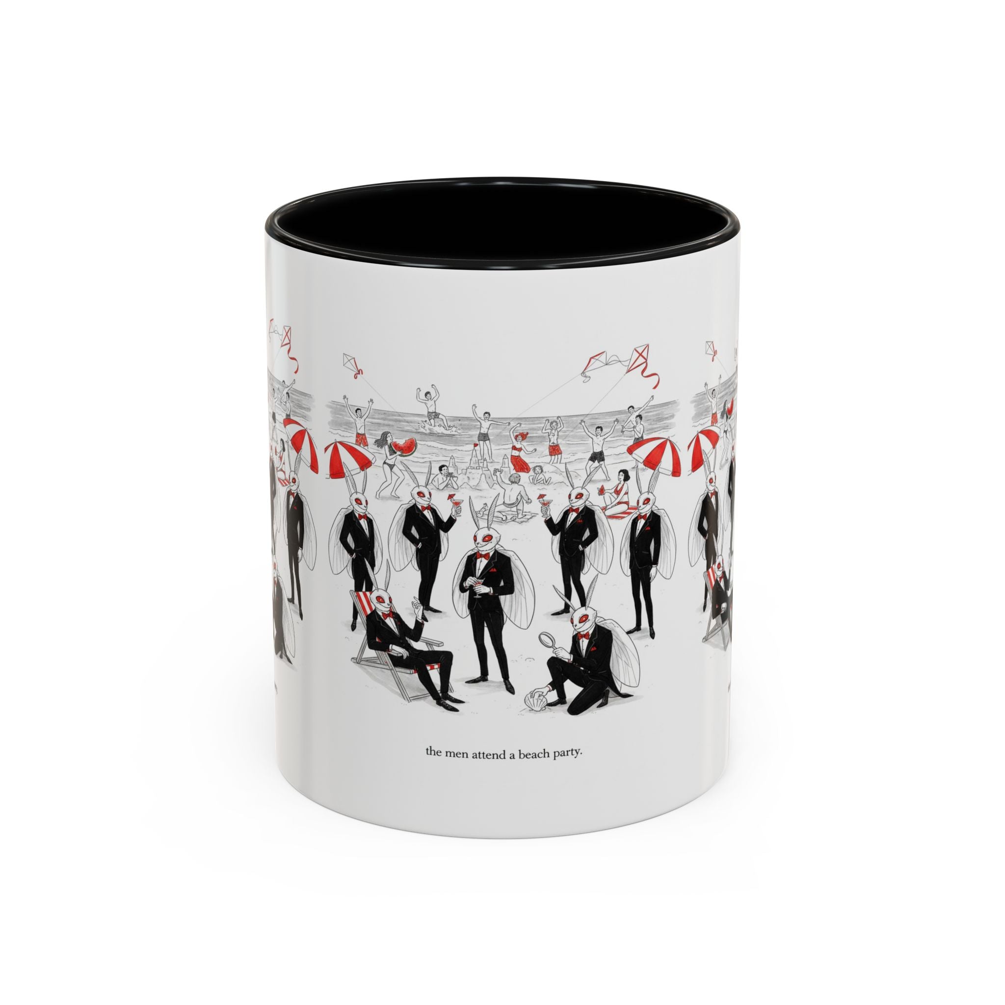 Vintage Beach Party Accent Coffee Mug — 'The Men Attended a Beach Party' Design (11/15 oz)