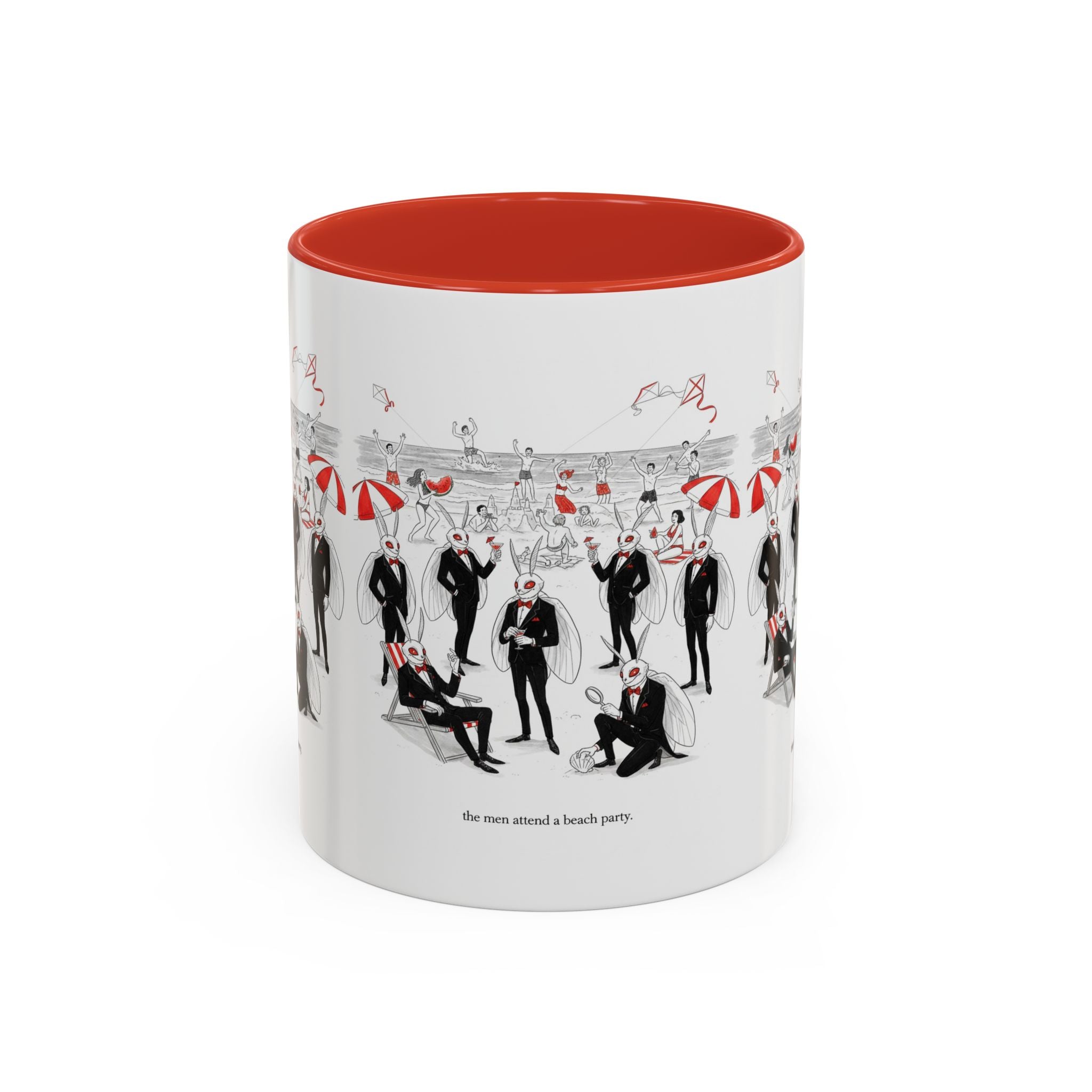 Vintage Beach Party Accent Coffee Mug — 'The Men Attended a Beach Party' Design (11/15 oz)
