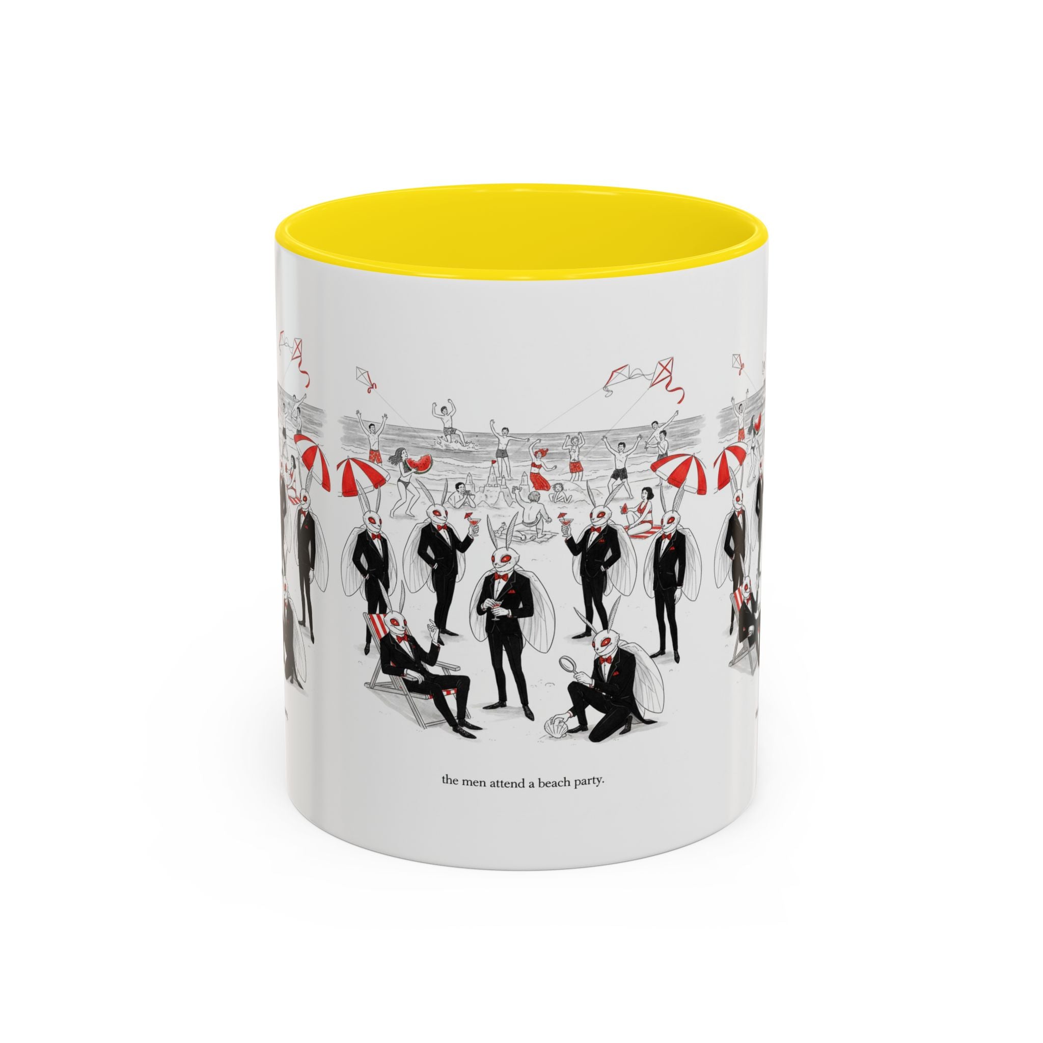 Vintage Beach Party Accent Coffee Mug — 'The Men Attended a Beach Party' Design (11/15 oz)