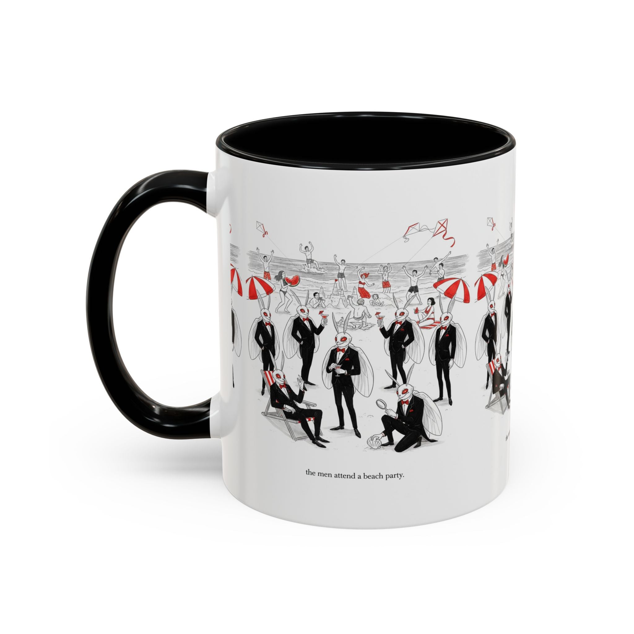 Vintage Beach Party Accent Coffee Mug — 'The Men Attended a Beach Party' Design (11/15 oz)