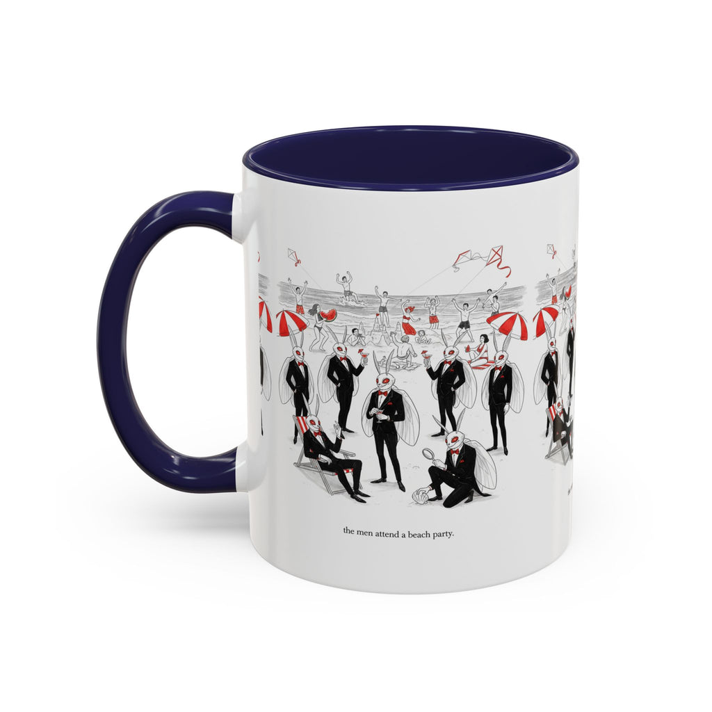 Vintage Beach Party Accent Coffee Mug — 'The Men Attended a Beach Party' Design (11/15 oz)