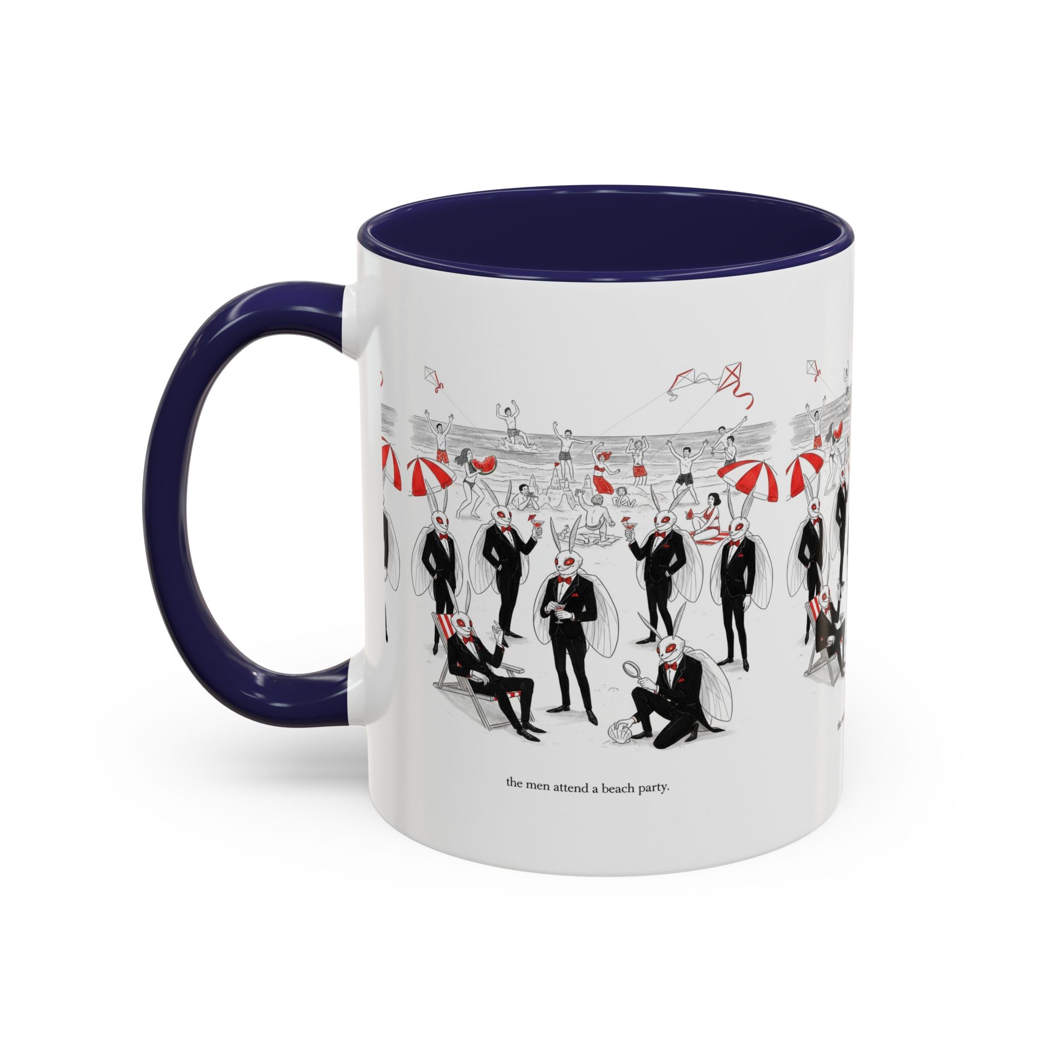 Vintage Beach Party Accent Coffee Mug — 'The Men Attended a Beach Party' Design (11/15 oz)