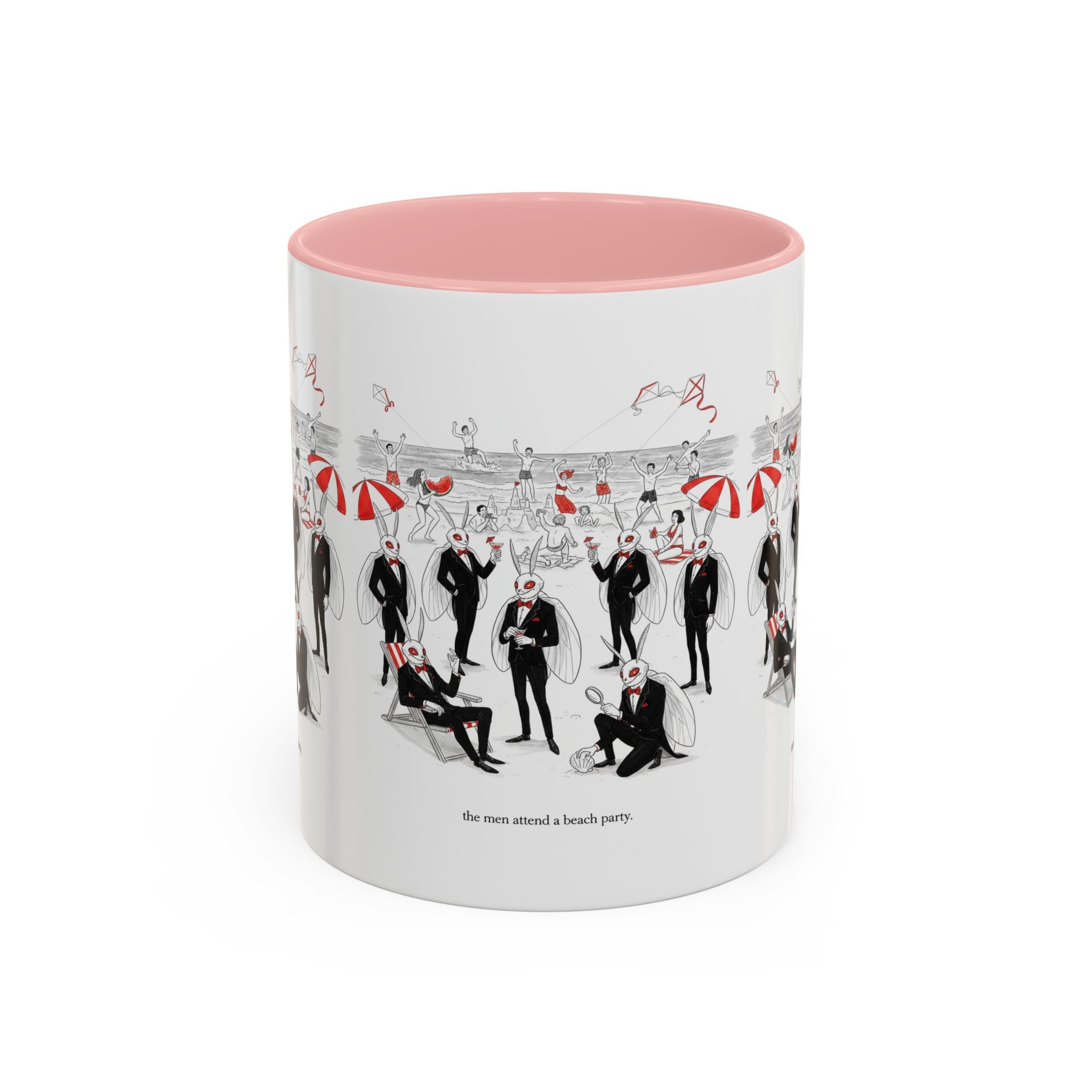 Vintage Beach Party Accent Coffee Mug — 'The Men Attended a Beach Party' Design (11/15 oz)