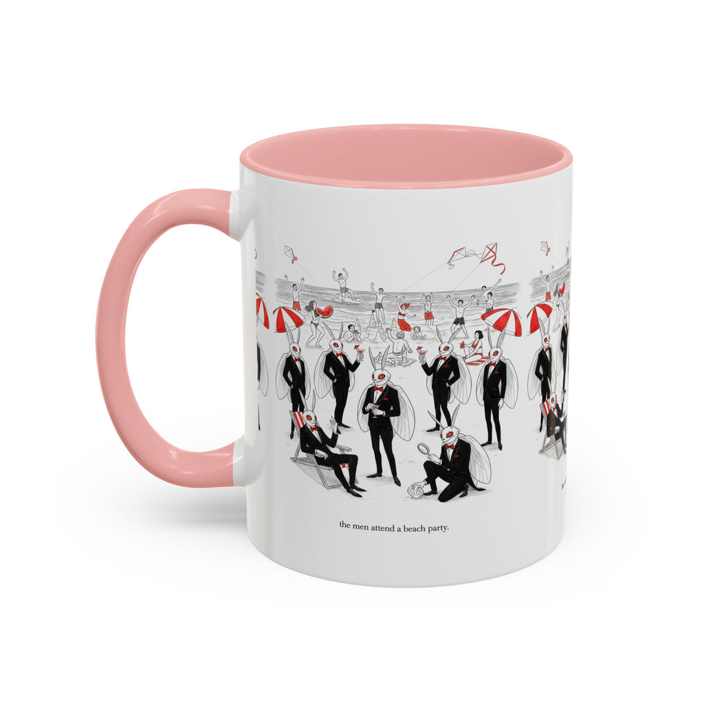 Vintage Beach Party Accent Coffee Mug — 'The Men Attended a Beach Party' Design (11/15 oz)