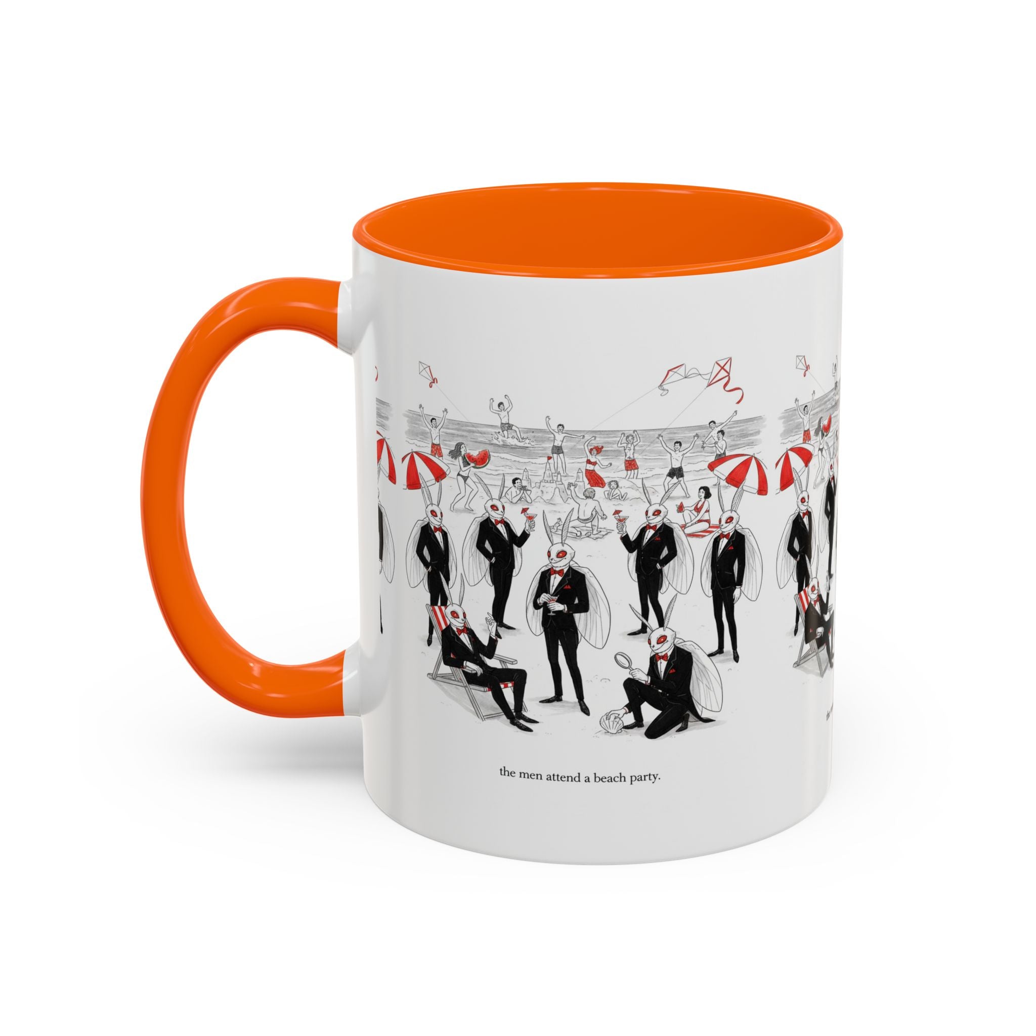 Vintage Beach Party Accent Coffee Mug — 'The Men Attended a Beach Party' Design (11/15 oz)