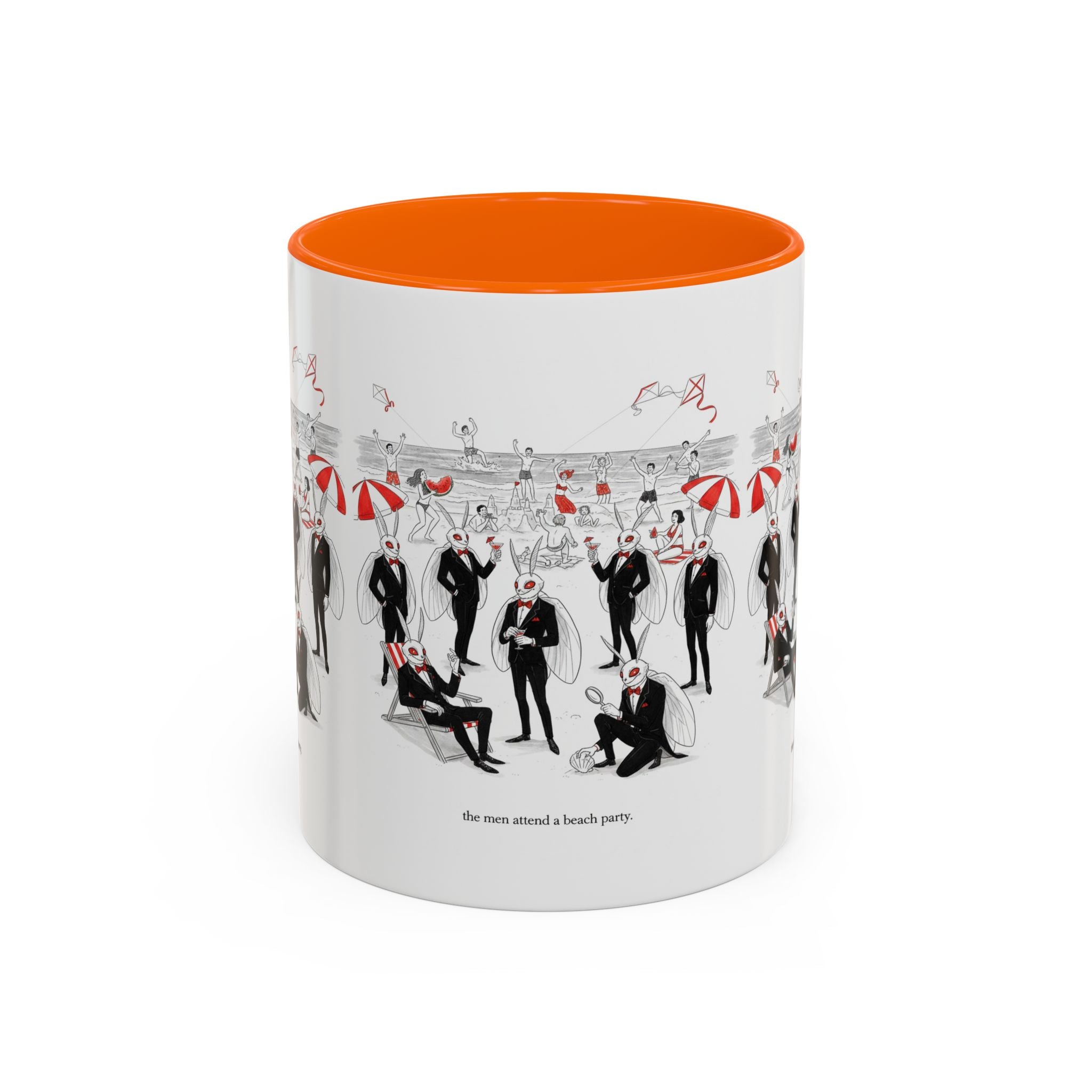 Vintage Beach Party Accent Coffee Mug — 'The Men Attended a Beach Party' Design (11/15 oz)