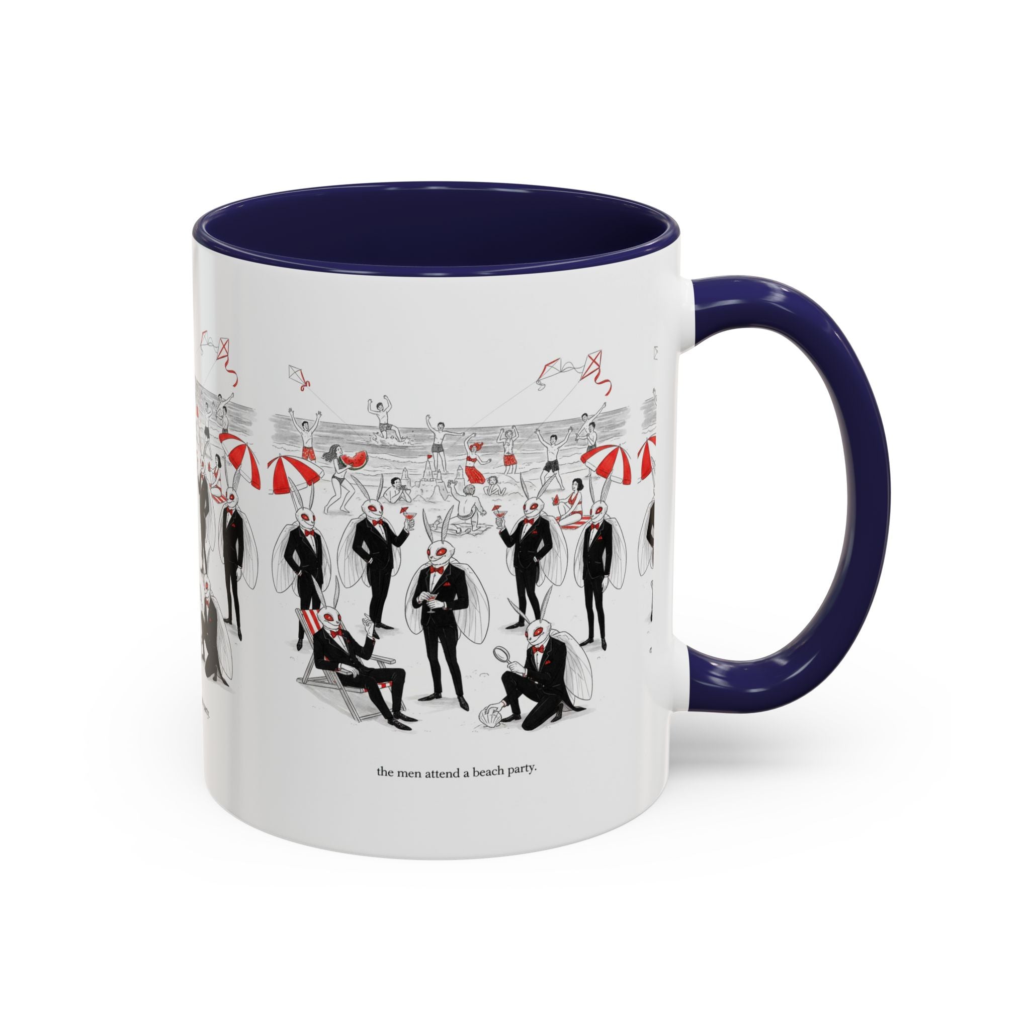 Vintage Beach Party Accent Coffee Mug — 'The Men Attended a Beach Party' Design (11/15 oz)