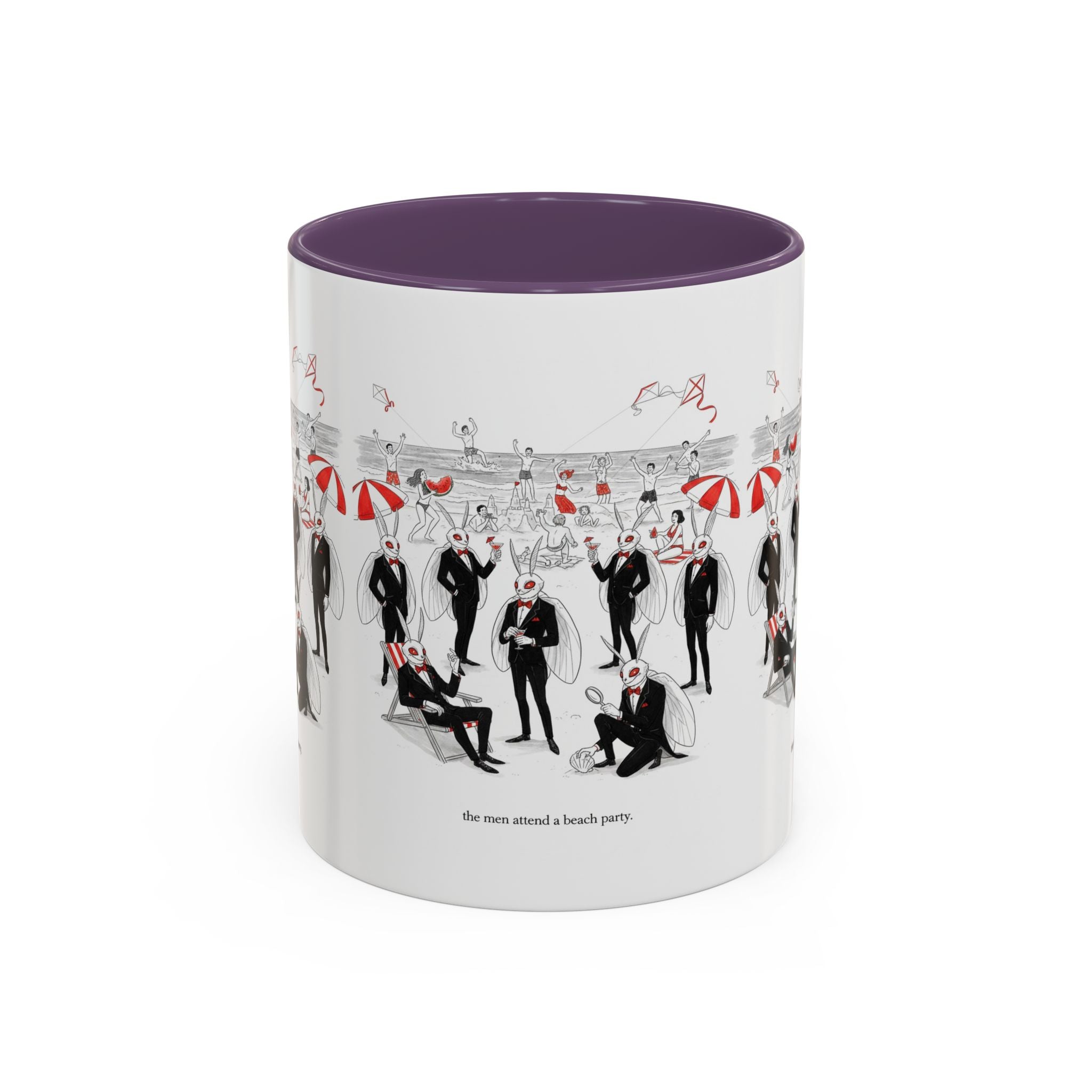Vintage Beach Party Accent Coffee Mug — 'The Men Attended a Beach Party' Design (11/15 oz)