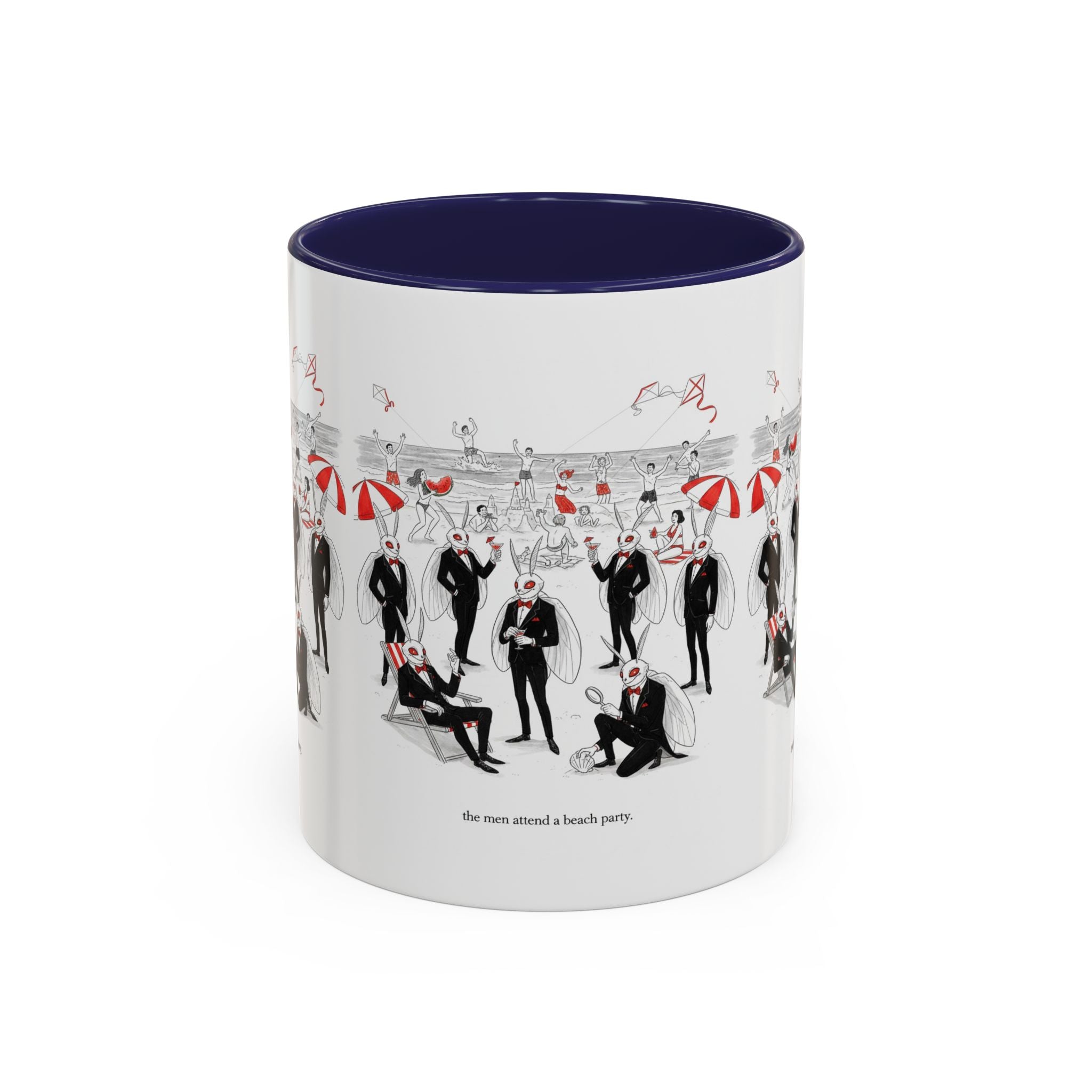 Vintage Beach Party Accent Coffee Mug — 'The Men Attended a Beach Party' Design (11/15 oz)
