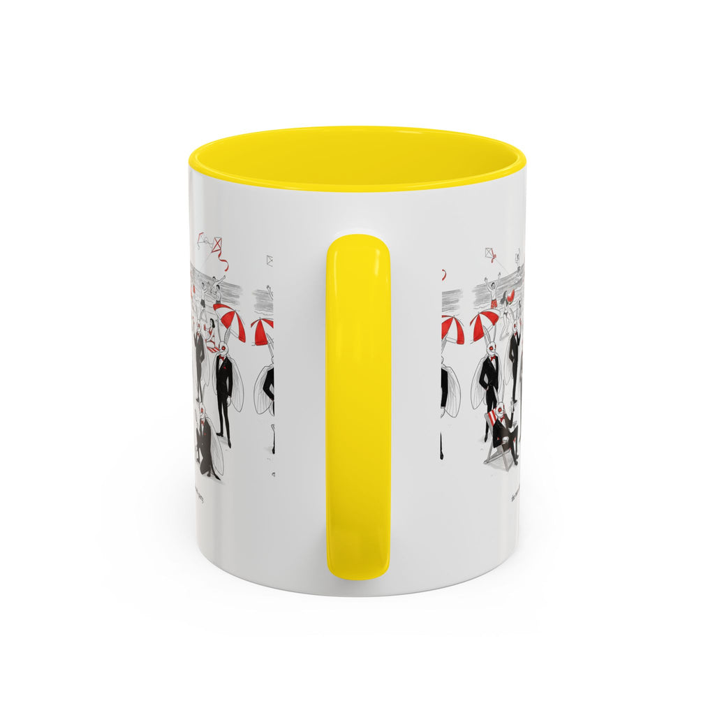 Vintage Beach Party Accent Coffee Mug — 'The Men Attended a Beach Party' Design (11/15 oz)