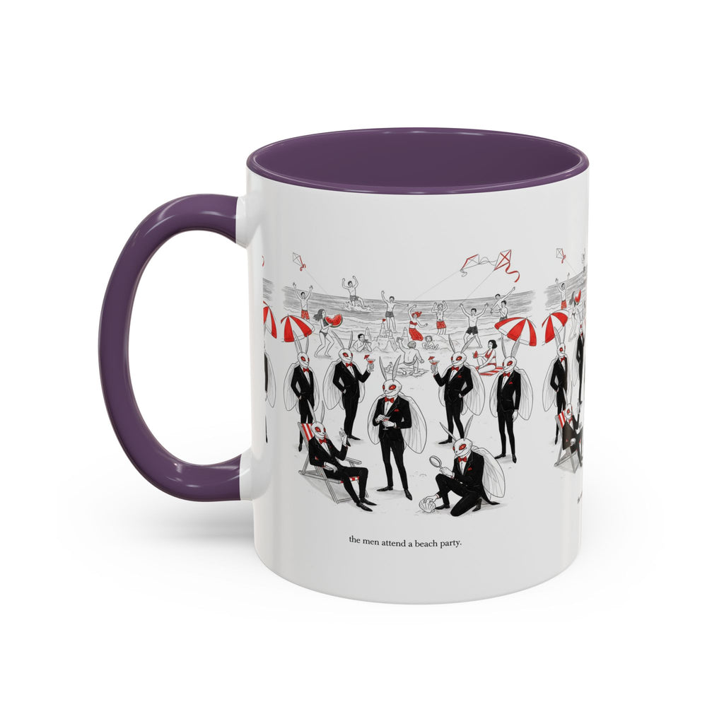 Vintage Beach Party Accent Coffee Mug — 'The Men Attended a Beach Party' Design (11/15 oz)